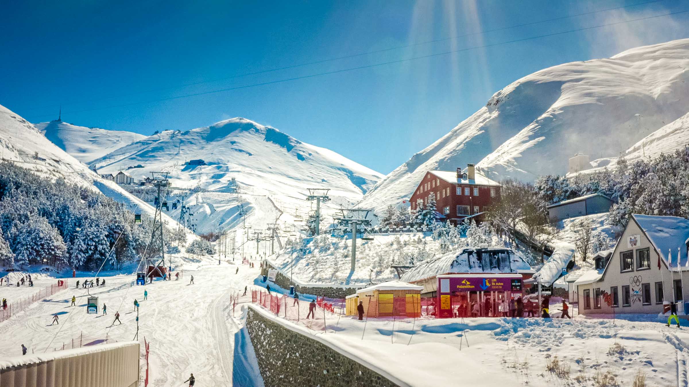 Palandöken ski resort under deep snow above Erzurum